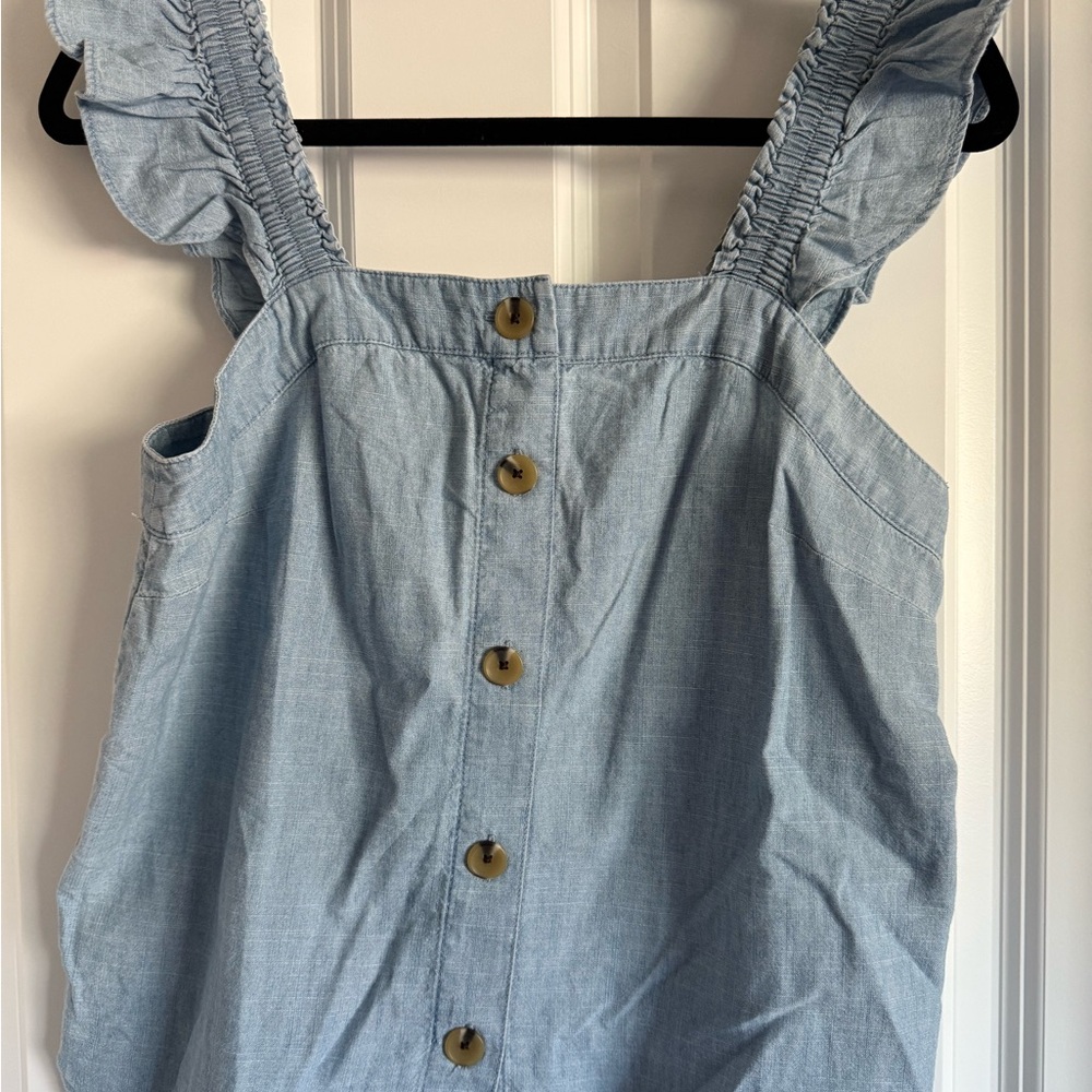 J. Crew Light Blue Ruffle Strap Top - Picture 1 of 3